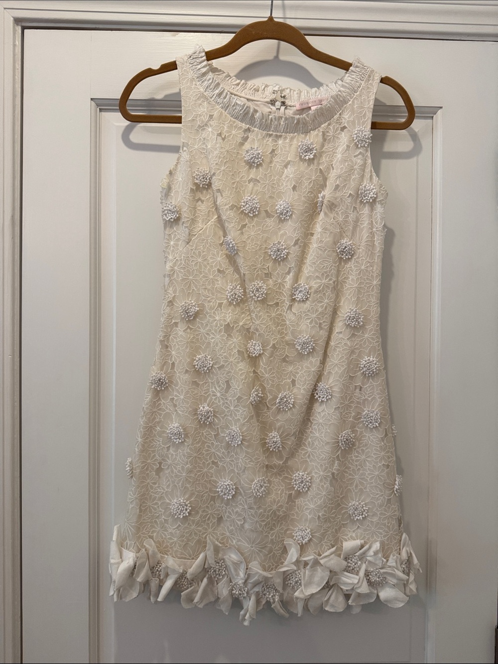 Rebecca Taylor Petite Ivory Floral Applique Dress